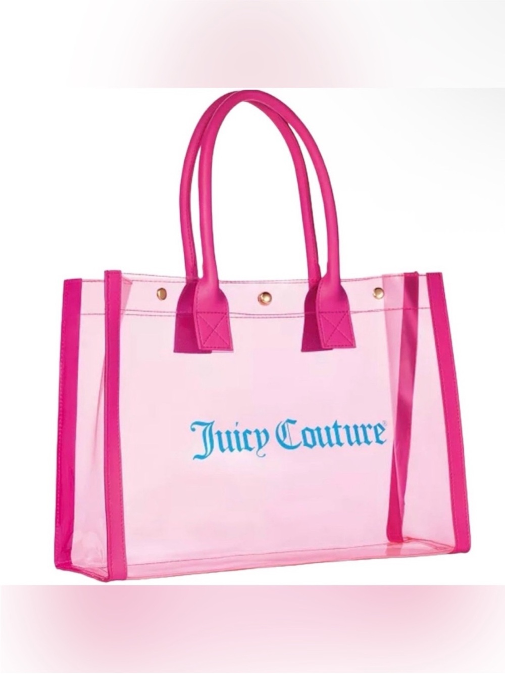 Juicy Couture Pink Clear Tote with Blue Logo